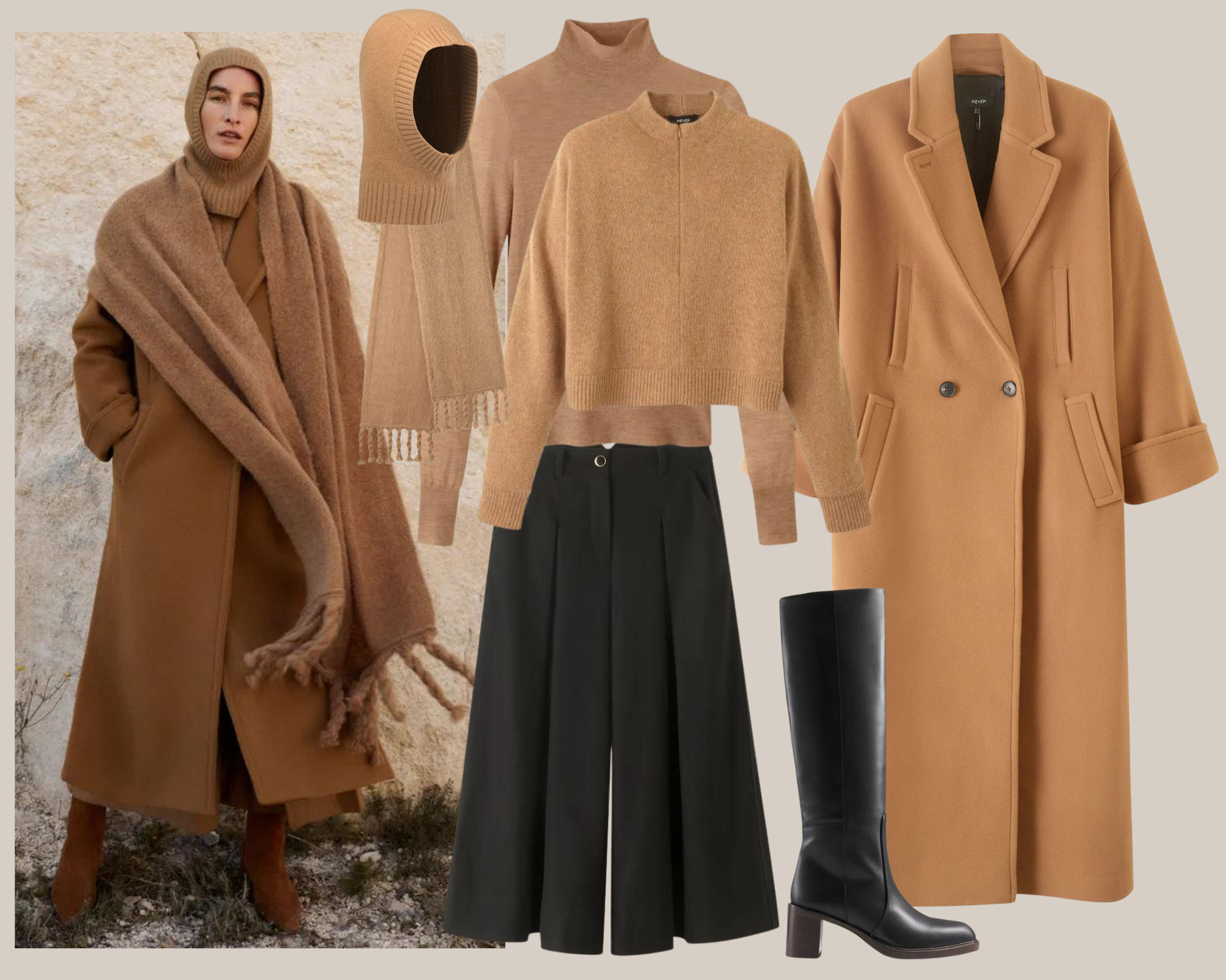 NMJKH Winter Autumn Wool Dresses Casual Cashmere Long Turtleneck